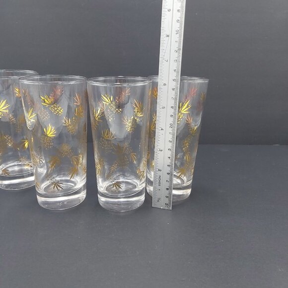 Gold Pineapple Highball Glasses Set of 4  William A. Meier Co. Good Luck Pattern - Picture 8 of 8